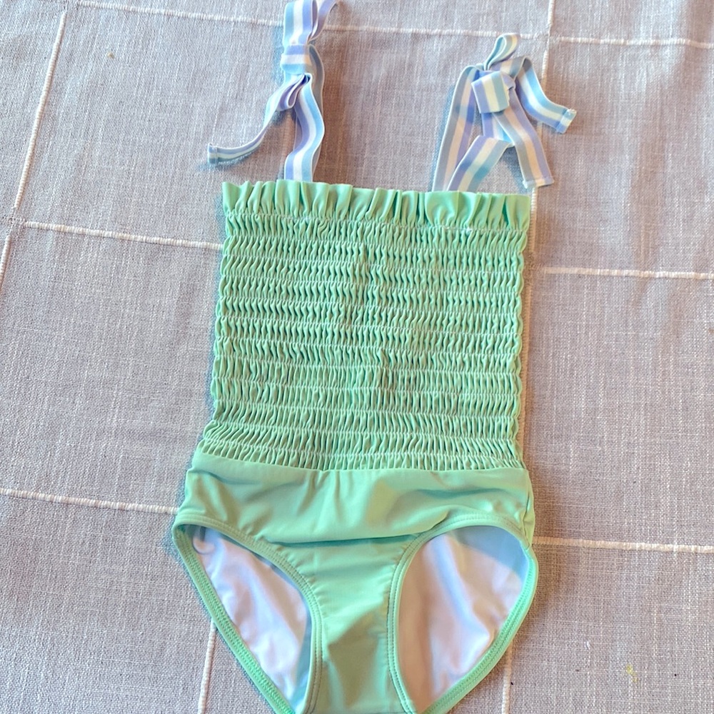 Minnow 2T beautiful swim one piece in green with blue and white straps